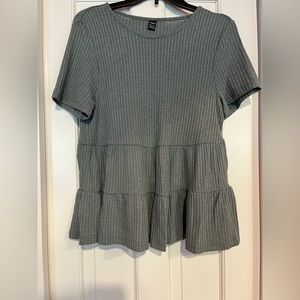 SHEIN tiered smock style green blouse size L